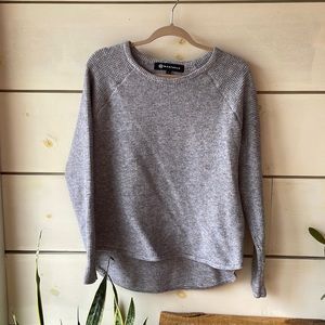 WANTABLE Thumbhole Pullover Sweater in Grey Blue Marl